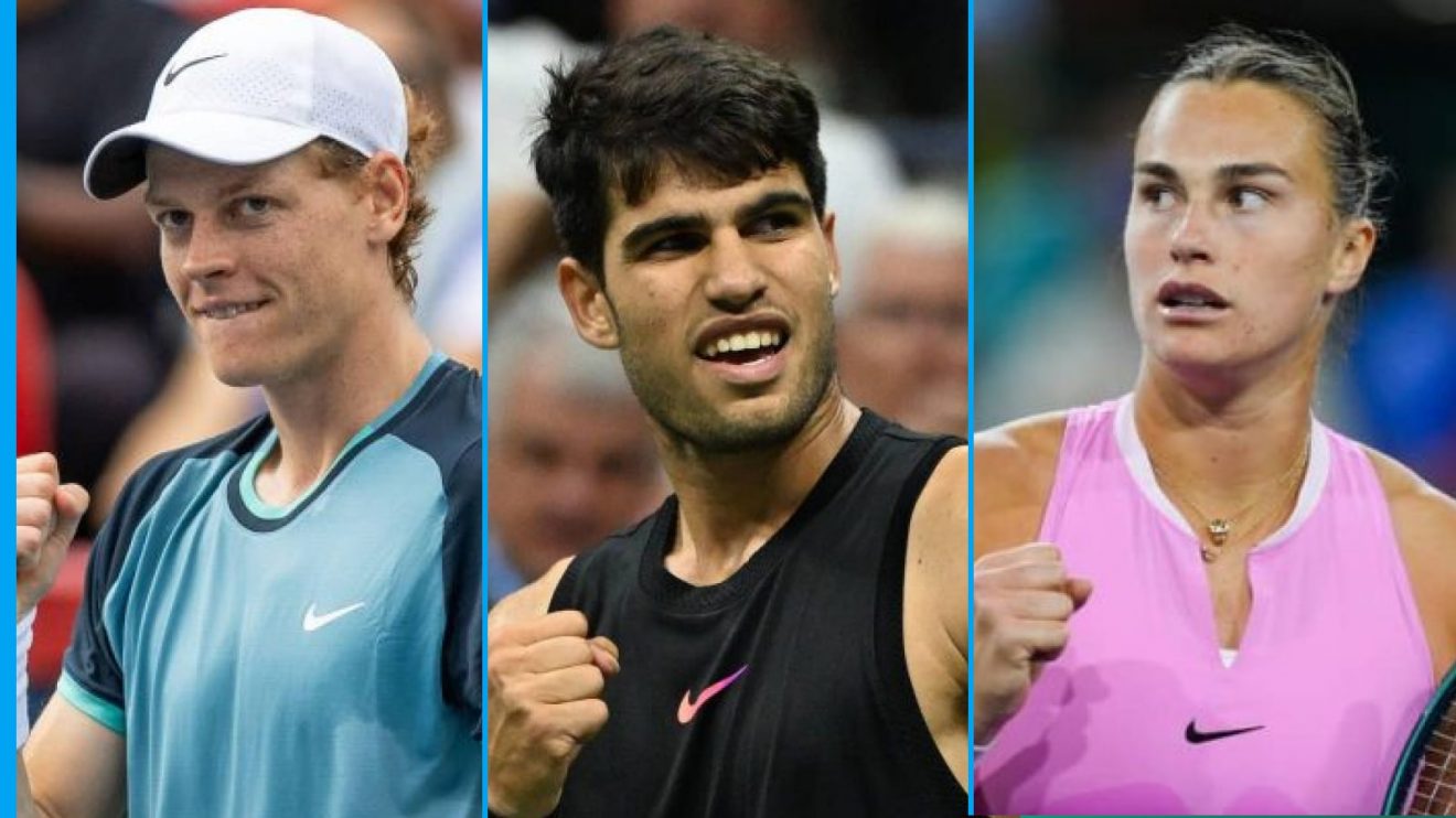 Pictured: Jannik Sinner, Carlos Alcaraz, and Aryna Sabalenka