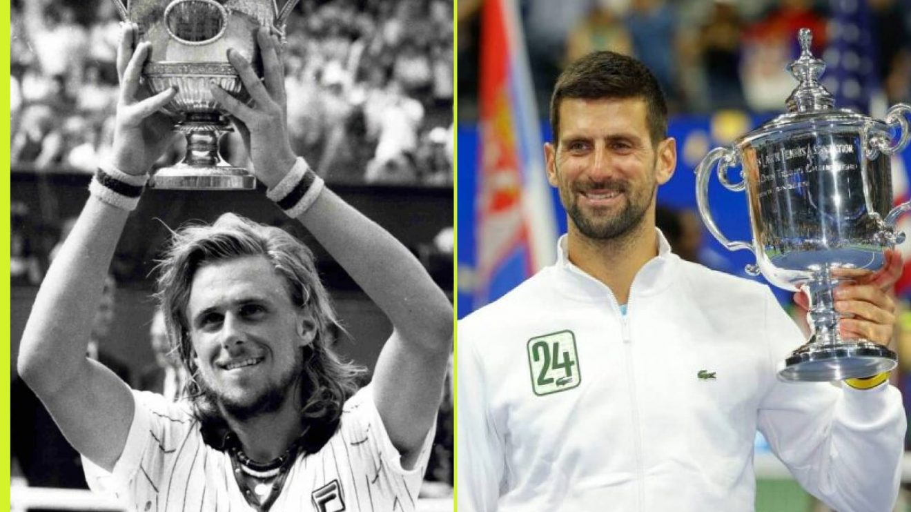 Pictured: Bjorn Borg at Wimbledon, Novak Djokovic at the US Open