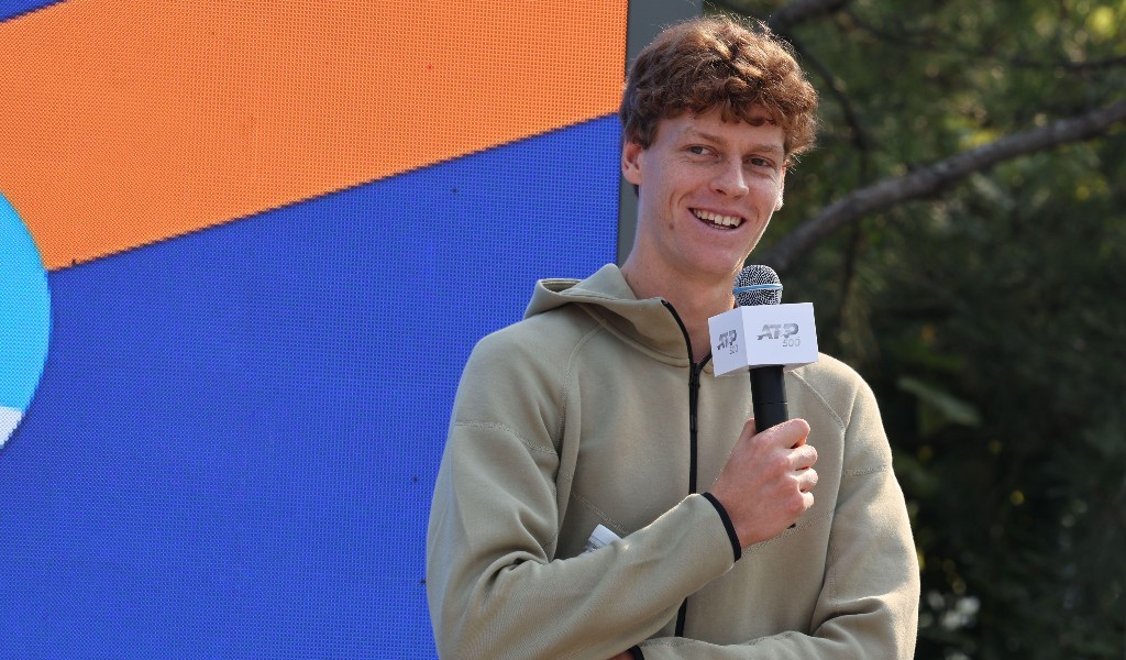 Jannik Sinner at a ceremony ahead of the 2024 China Open