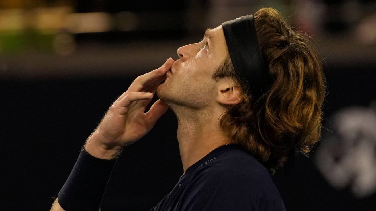 Andrey Rublev after a match at the China Open