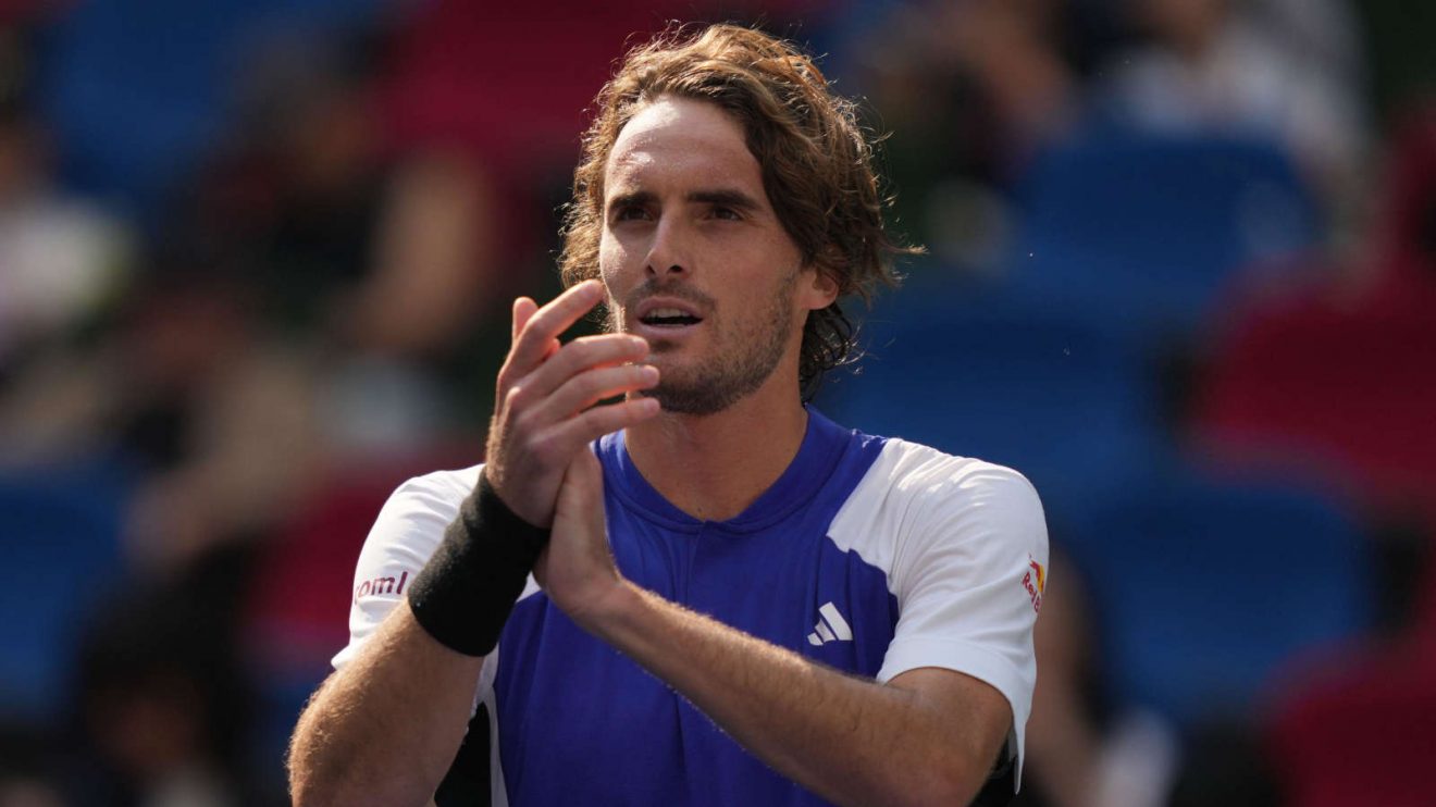 Stefanos Tsitsipas in action