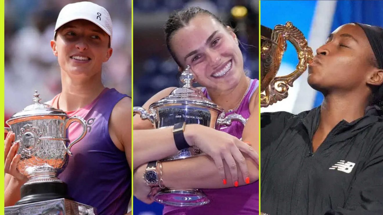 From left to right: Iga Swiatek, Aryna Sabalenka and Coco Gauff