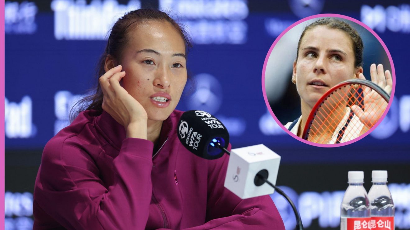 Pictured: Zheng Qinwen in a press conference