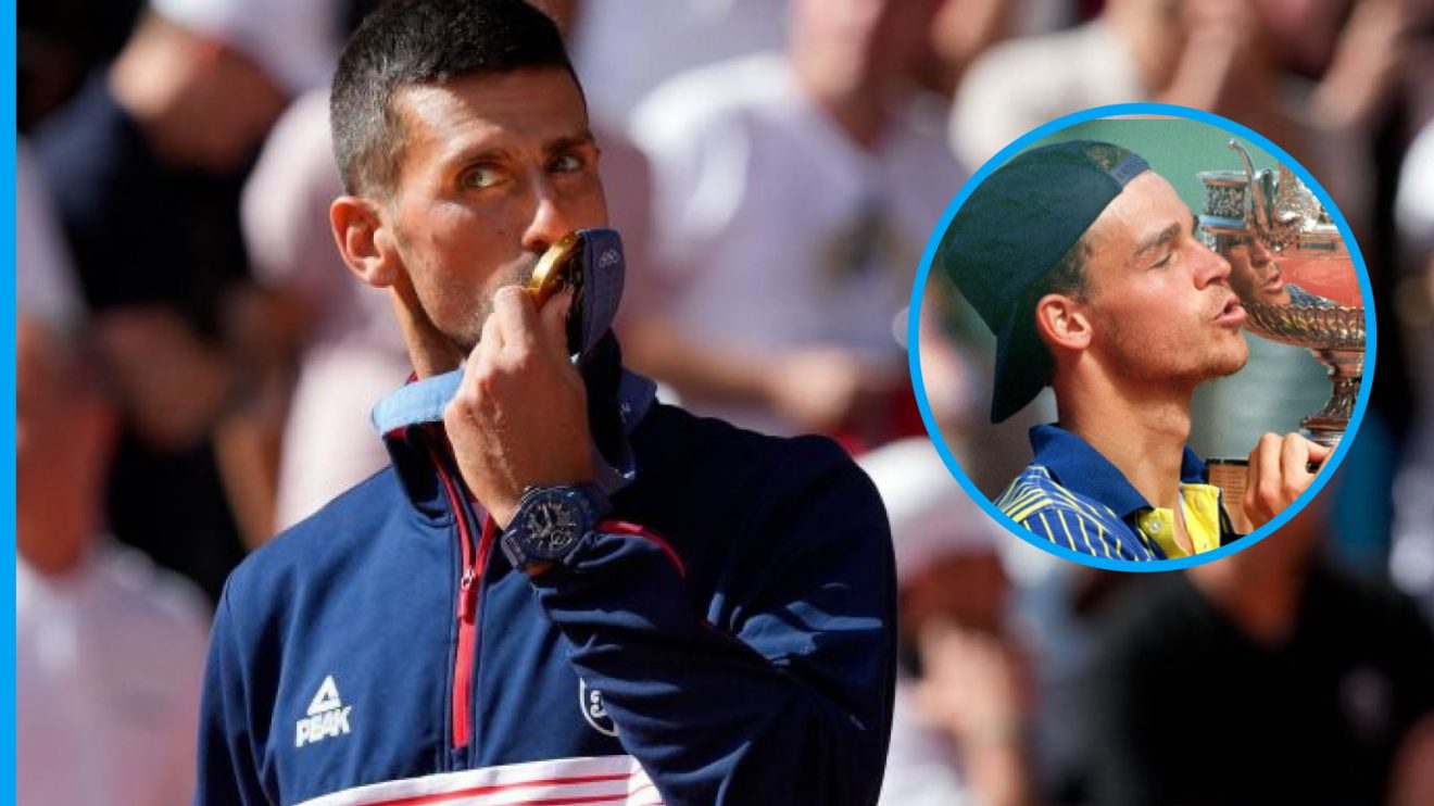 Pictured: Novak Djokovic and Gustavo Kuerten.