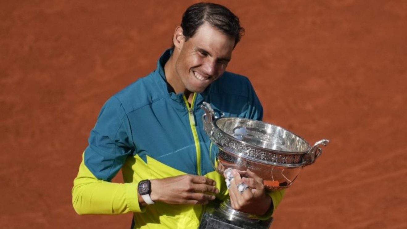 Pictured: Rafael Nadal after winning the 2022 French Open.