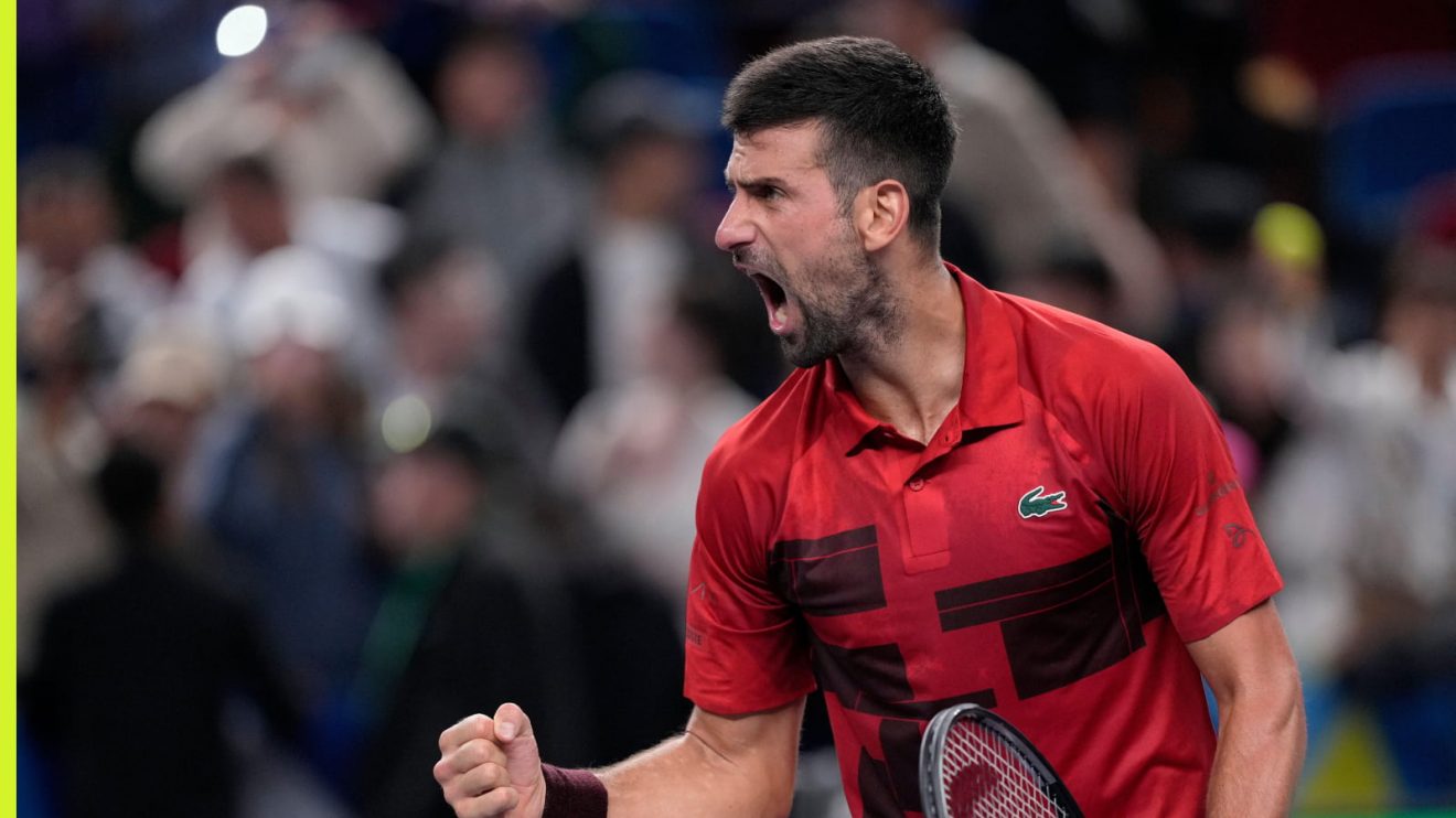 Novak Djokovic celebrates