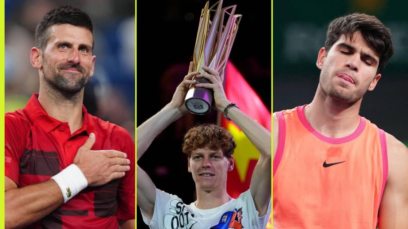 Novak Djokovic, Jannik Sinner and Carlos Alcaraz at the 2024 Shanghai Masters