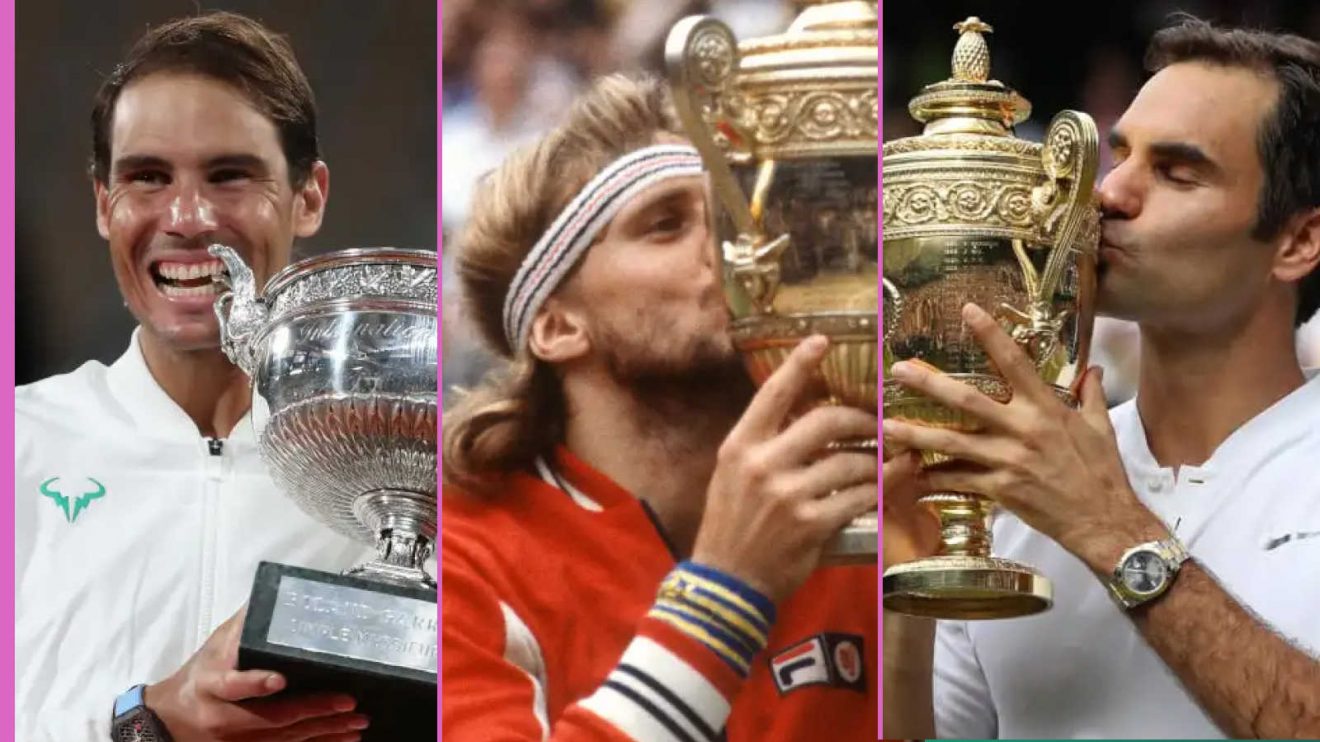 Pictured: Rafael Nadal, Bjorn Borg and Roger Federer