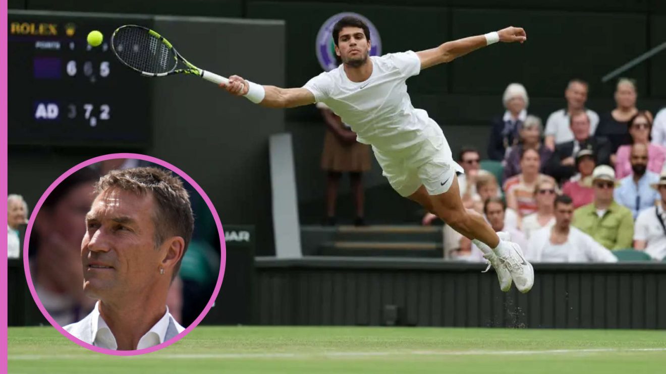 Pictured Carlos Alcaraz and Pat Cash