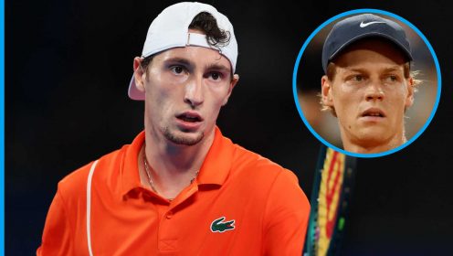 Pictured: Ugo Humbert unhappy with Jannik Sinner