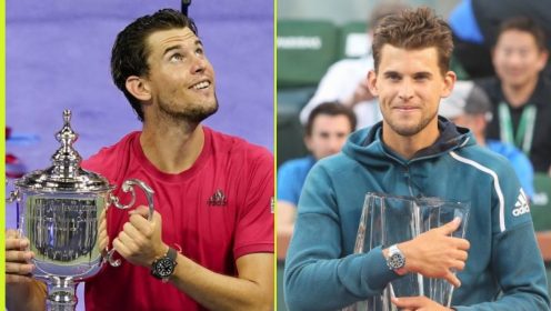Pictured: Dominic Thiem at the US Open in 2020 and Indian Wells in 2019