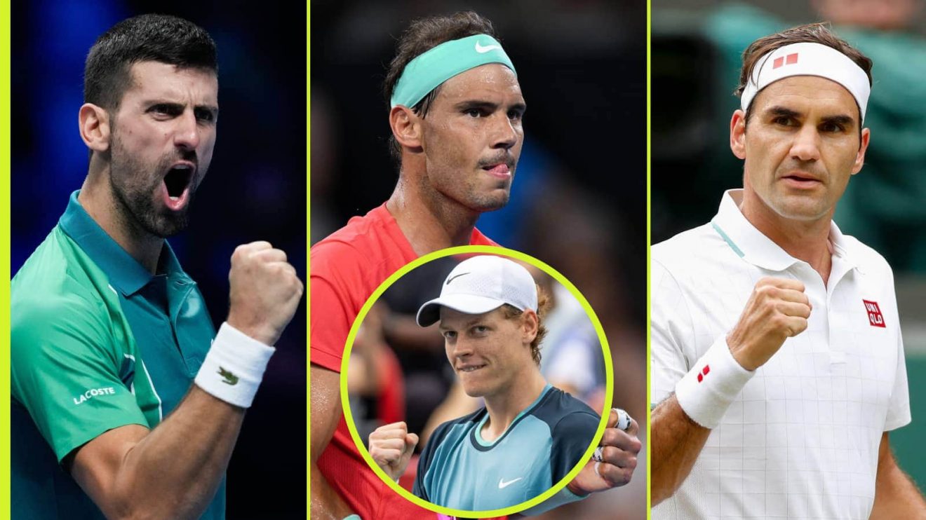Novak Djokovic, Rafael Nadal, Roger Federer and Jannik Sinner