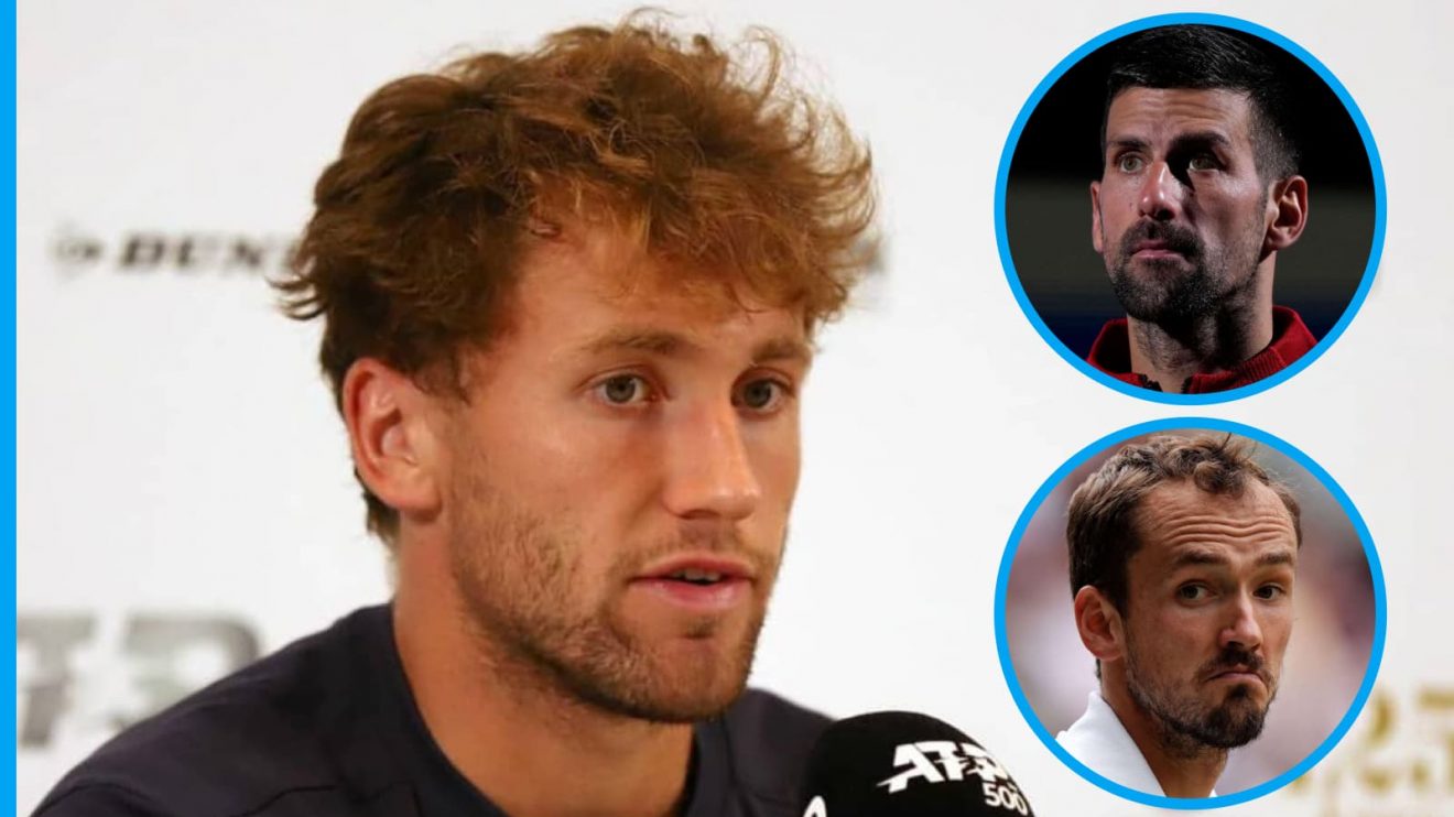 Casper Ruud, Novak Djokovic and Daniil Medvedev