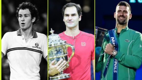 Pictured: John McEnroe, Roger Federer, and Novak Djokovic