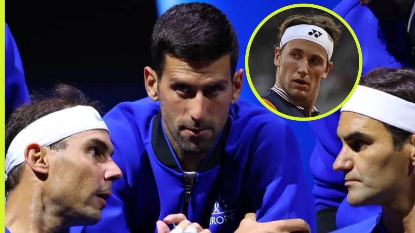 Casper Ruud, Novak Djokovic, Rafael Nadal and Roger Federer