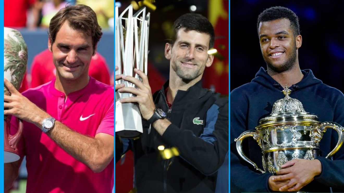 Pictured: Roger Federer, Novak Djokovic, and Giovanni Mpetshi Perricard.