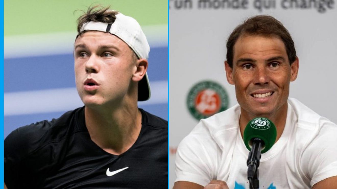 Pictured: ATP Tour players Holger Rune and Rafael Nadal.