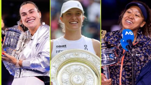 Pictured L-R: Aryna Sabalenka, Iga Swiatek, and Naomi Osaka.