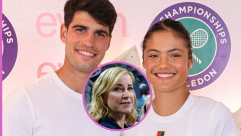 Pictured: Carlos Alcaraz, Emma Raducanu, and Chris Evert.