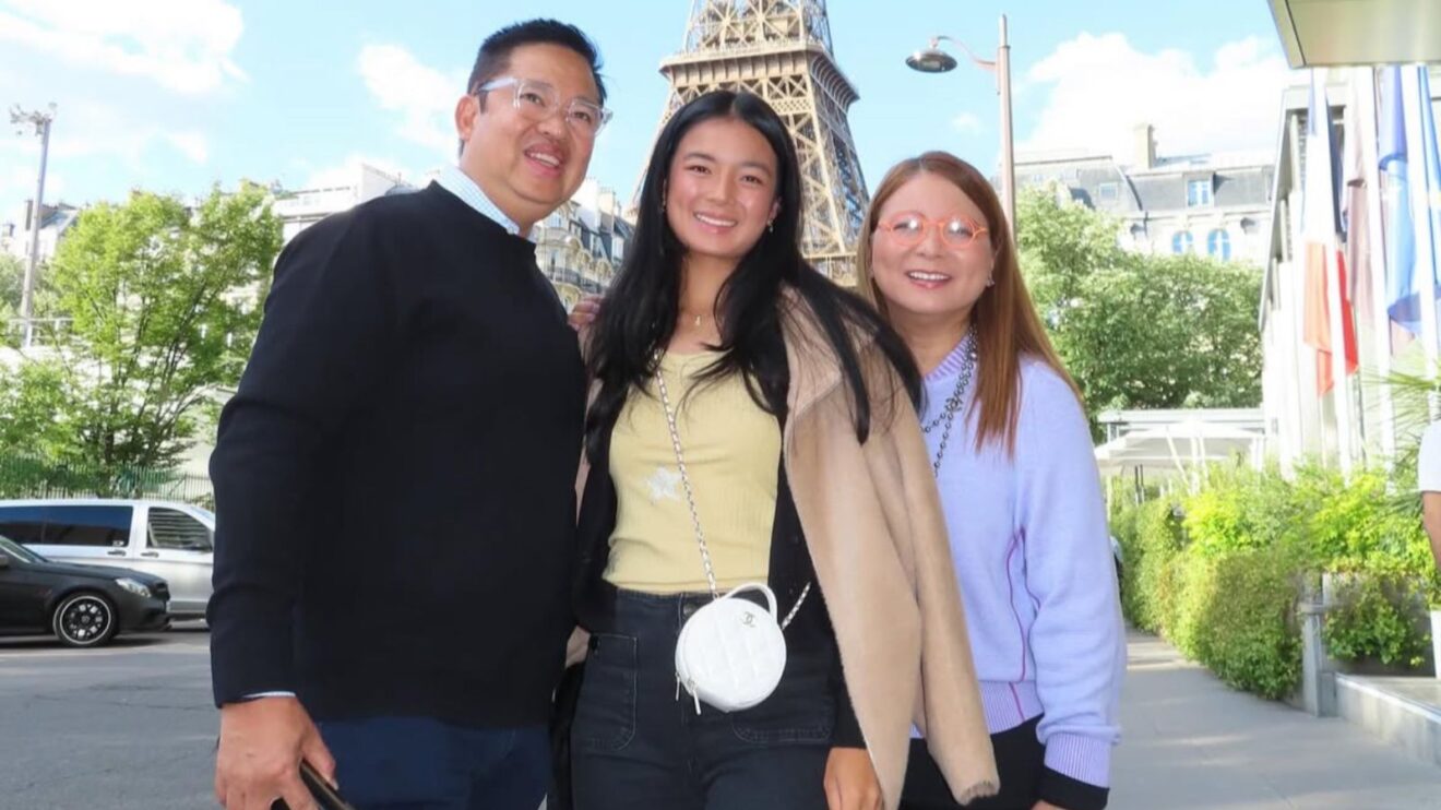 Pictured: Alex Eala with parents Mike Eala and Rizza Maniego-Eala.