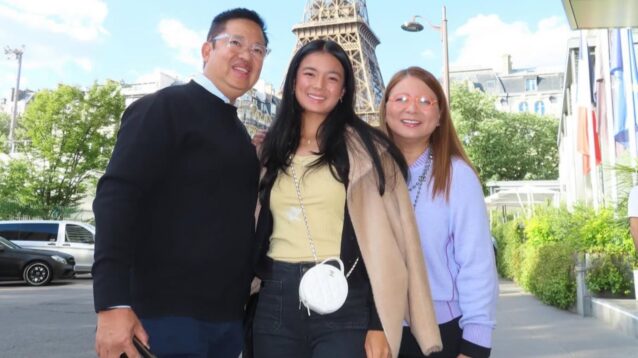 Pictured: Alex Eala with parents Mike Eala and Rizza Maniego-Eala.