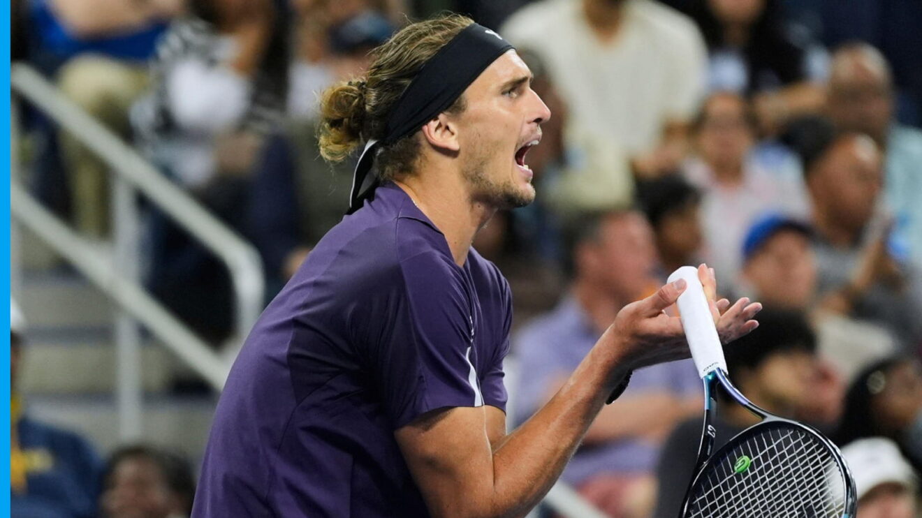 Alexander Zverev reacts during a match.