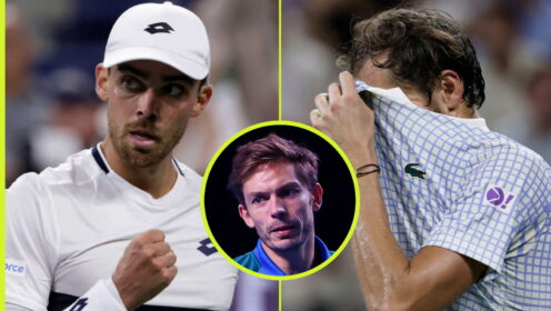 Pictured: Benjamin Bonzi, Nicolas Mahut, and Daniil Medvedev.