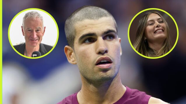 Carlos Alcaraz, John McEnroe and Maria Sharapova