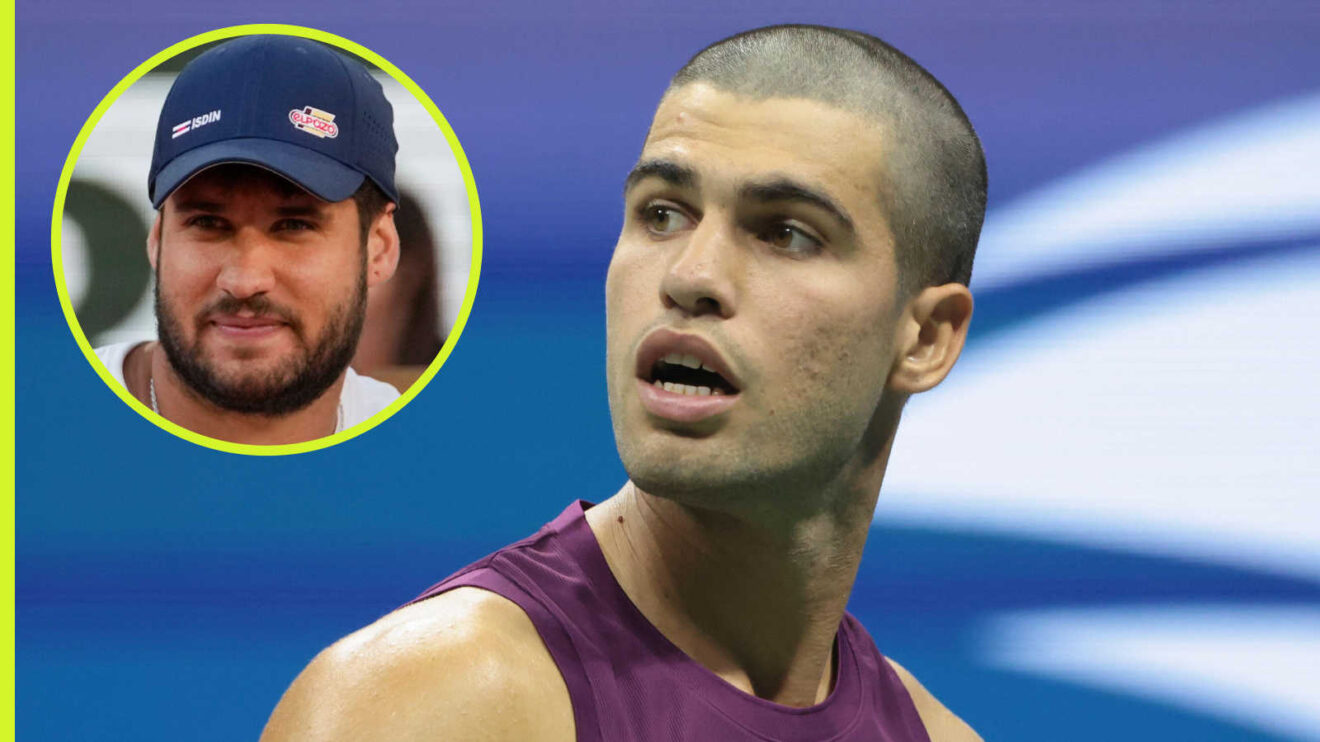 Pictured: Carlos Alcaraz with inset of Alvaro Alcaraz