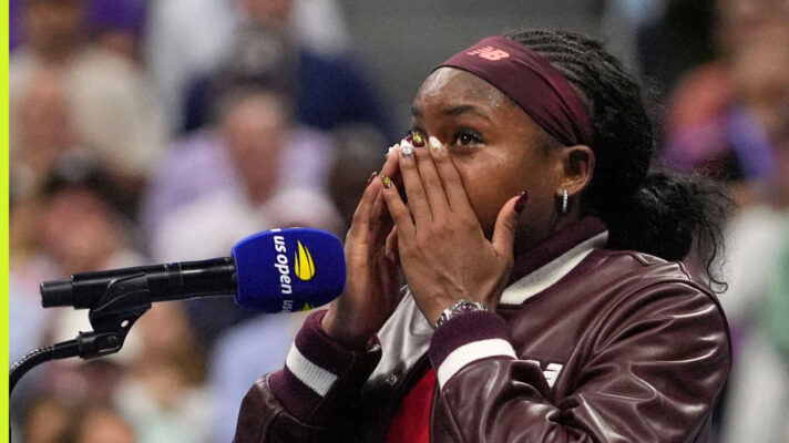 Pictured: An emotional Coco Gauff