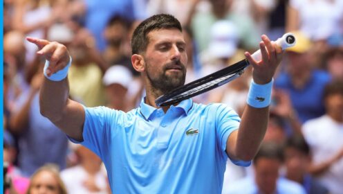 Novak Djokovic celebrates a win.