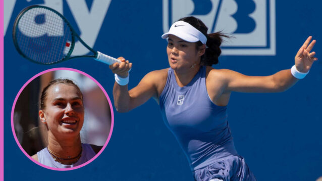 Pictured: Emma Raducanu with Aryna Sabalenka