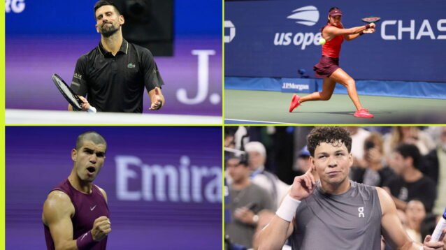 Novak Djokovic, Emma Raducanu, Carlos Alcaraz and Ben Shelton