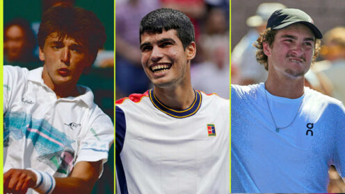 Pictured: Goran Ivanisevic, Carlos Alcaraz and Joao Fonseca