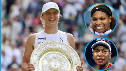 Pictured: Iga Swiatek with Serena Williams and Venus Williams
