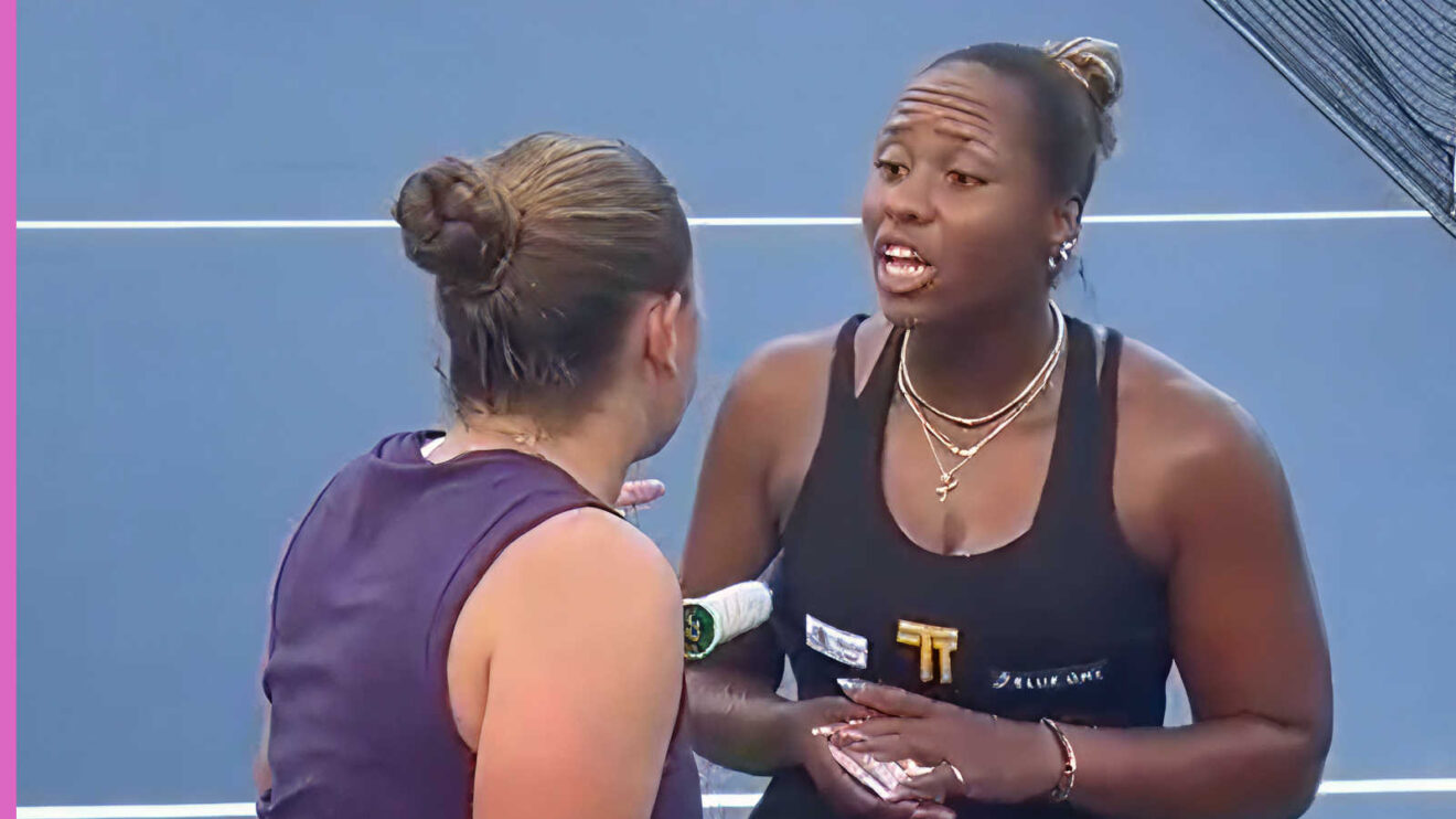 Pictured: Jelena Ostapenko and Taylor Townsend arguing