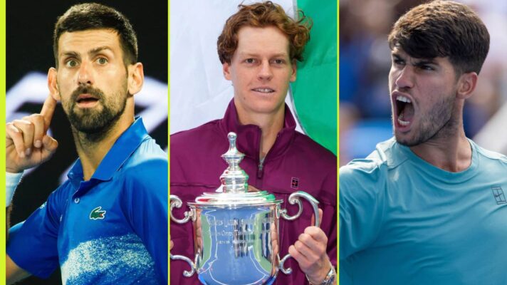 Novak Djokovic, Jannik Sinner and Carlos Alcaraz