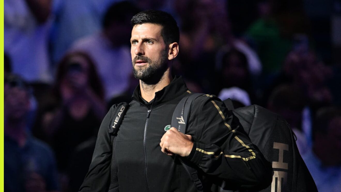 Novak Djokovic looks on