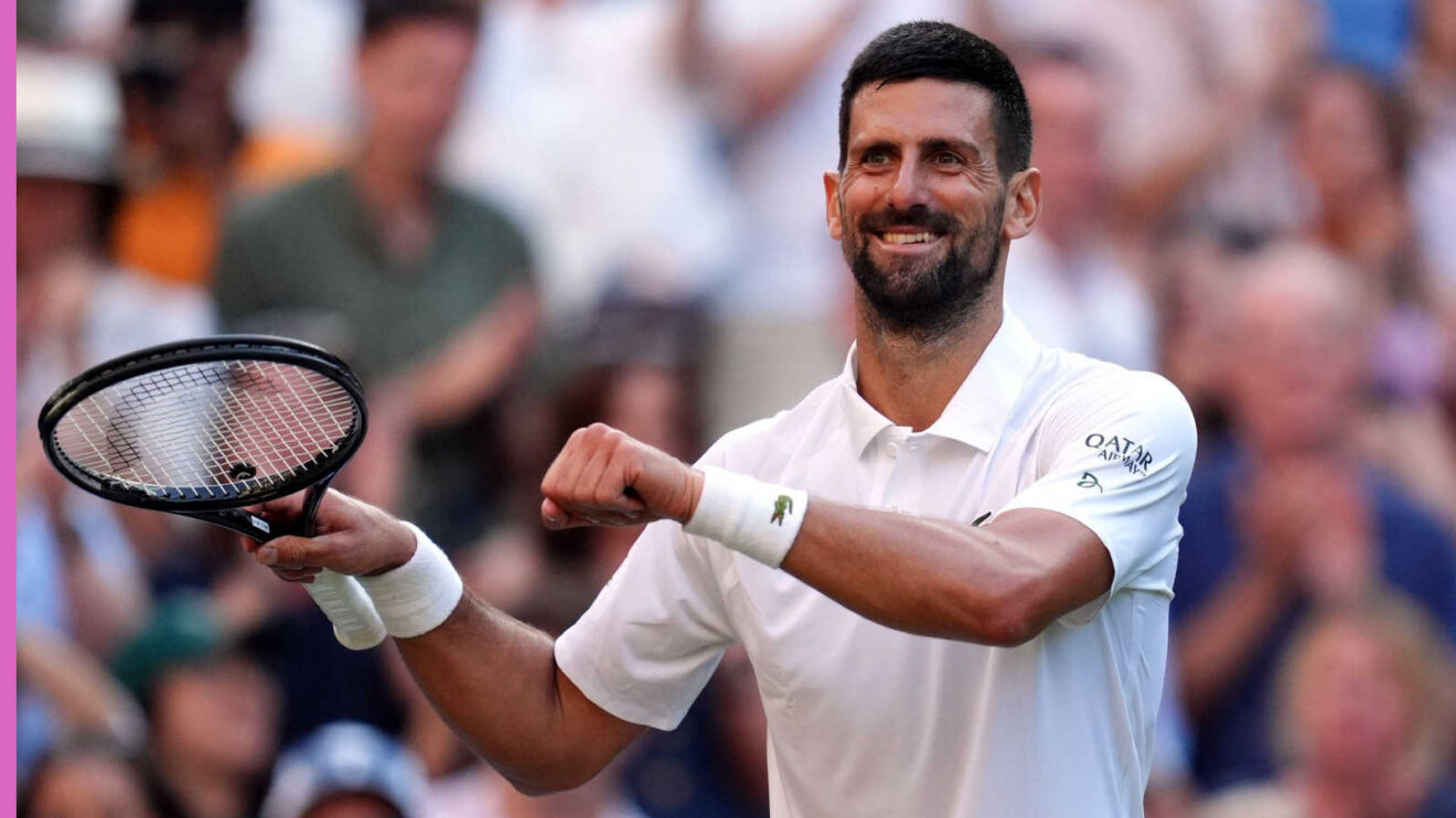 Pictured: A happy Novak Djokovic
