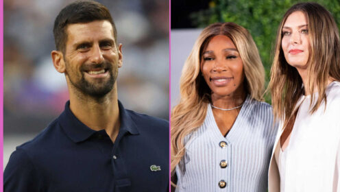 Pictured: Novak Djokovic with Serena Williams and Maria Sharapova