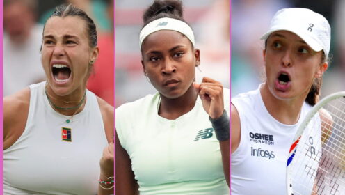 Pictured L-R: Aryna Sabalenka, Coco Gauff, and Iga Swiatek.