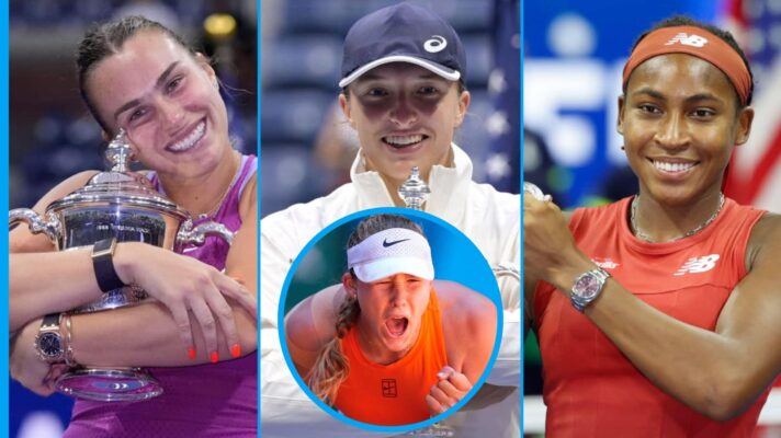 Aryna Sabalenka, Iga Swiatek and Coco Gauff with Mirra Andreeva
