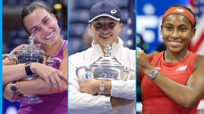Pictured L-R: Aryna Sabalenka, Iga Swiatek, and Coco Gauff.