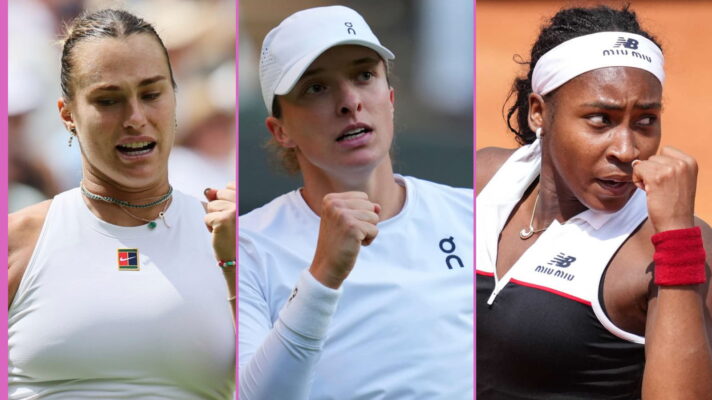 Pictured L-R: Aryna Sabalenka, Iga Swiatek, and Coco Gauff.