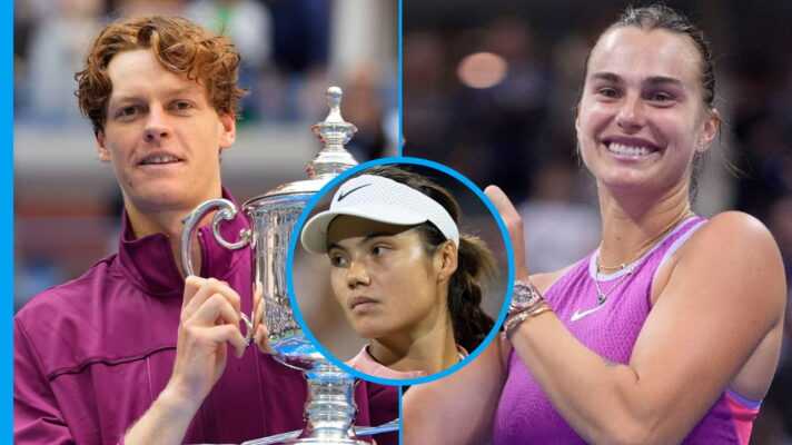 Pictured: Jannik Sinner, Emma Raducanu, Aryna Sabalenka.