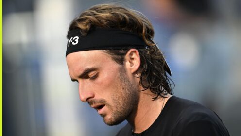 Stefanos Tsitsipas in action