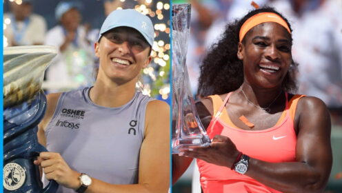 Pictured L-R: Iga Swiatek and Serena Williams.