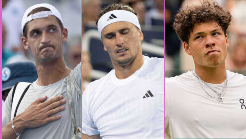 Pictured: Terence Atmane, Alexander Zverev and Ben Shelton
