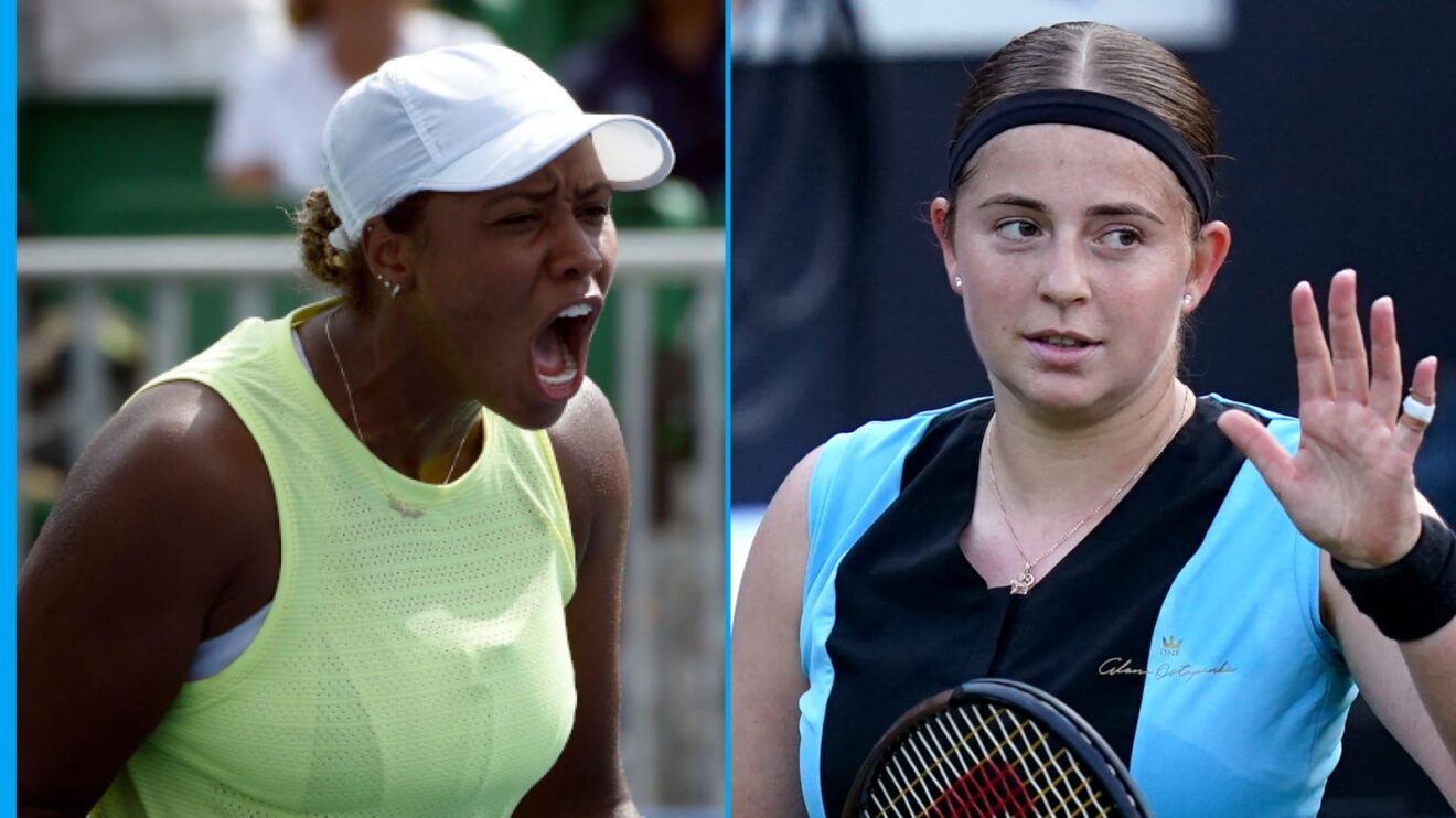 Pictured L-R: Taylor Townsend and Jelena Ostapenko.