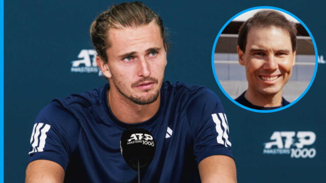 Pictured: Alexander Zverev and Rafael Nadal.